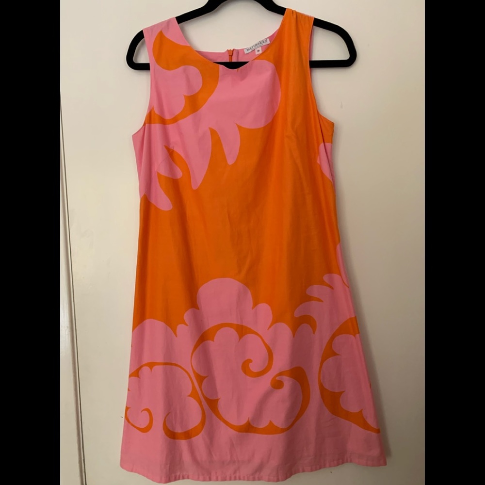 Marimekko pink orange mini dress 38